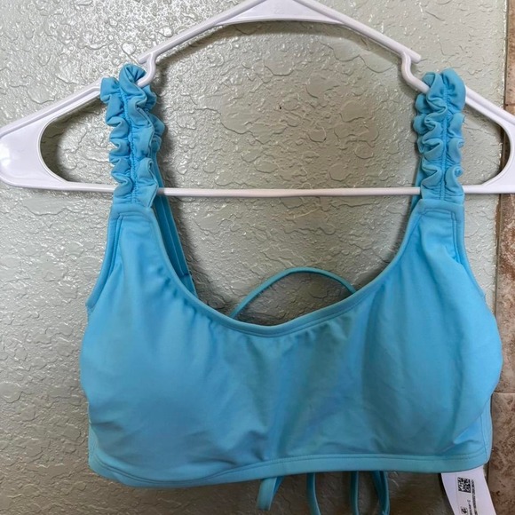 Wild Fable Womens Aqua Blue Ruffle Bikini Set Large Swimsuit Bikini Summer NWT - Picture 2 of 5